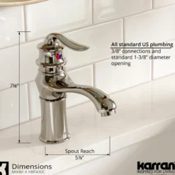 Karran Dartford 1.2 GPM Single Lever Handle Lead-free Brass ADA Bathroom Faucet, Basin, Chrome, KBF430C