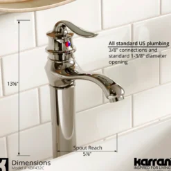 Karran Dartford 1.2 GPM Single Lever Handle Lead-free Brass ADA Bathroom Faucet, Vessel, Chrome, KBF432C