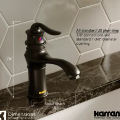 Karran Dartford 1.2 GPM Single Lever Handle Lead-free Brass ADA Bathroom Faucet, Basin, Matte Black, KBF430MB