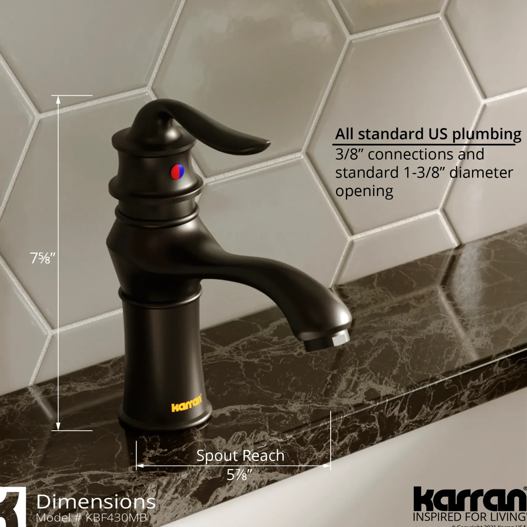 Karran Dartford 1.2 GPM Single Lever Handle Lead-free Brass ADA Bathroom Faucet, Basin, Matte Black, KBF430MB