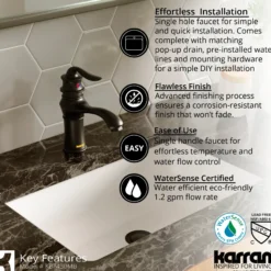 Karran Dartford 1.2 GPM Single Lever Handle Lead-free Brass ADA Bathroom Faucet, Basin, Matte Black, KBF430MB