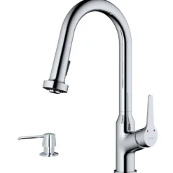 Karran Dockton 1.8 GPM Single Lever Handle Lead-free Brass ADA Kitchen Faucet, Pull-Down Kitchen, Chrome, KKF250SD25C