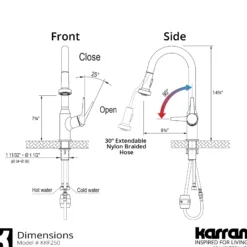 Karran Dockton 1.8 GPM Single Lever Handle Lead-free Brass ADA Kitchen Faucet, Pull-Down Kitchen, Chrome, KKF250SD25C