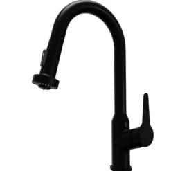 Karran Dockton 1.8 GPM Single Lever Handle Lead-free Brass ADA Kitchen Faucet, Pull-Down Kitchen, Matte Black, KKF250MB