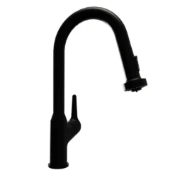 Karran Dockton 1.8 GPM Single Lever Handle Lead-free Brass ADA Kitchen Faucet, Pull-Down Kitchen, Matte Black, KKF250MB