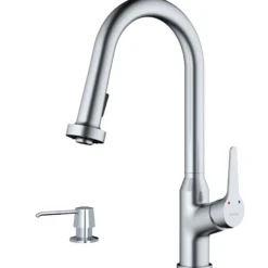 Karran Dockton 1.8 GPM Single Lever Handle Lead-free Brass ADA Kitchen Faucet, Pull-Down Kitchen, Stainless Steel, KKF250SD25SS