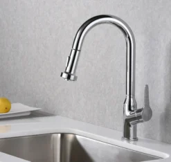 Karran Dockton Single Lever Handle Lead-free Brass ADA Kitchen Faucet, Pull Down, Chrome, KKF250C