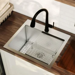 Karran Elite Workstation 25" Drop In/Topmount Stainless Steel Workstation Kitchen Sink with Accessories, 16 Gauge, WST-22-PK1