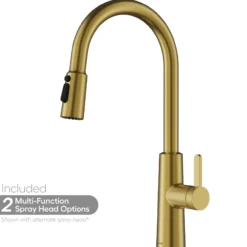 Karran Elmsworth 1.8 GPM Single Lever Lead-free Brass ADA Kitchen Faucet, Pull-Down, Spot-Free Brushed Gold, KKF760SFBG