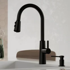 Karran Elmsworth 1.8 GPM Single Lever Lead-free Brass ADA Kitchen Faucet, Pull-Down, Matte Black, KKF760MB
