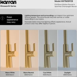 Karran Elmsworth 1.8 GPM Single Lever Lead-free Brass ADA Kitchen Faucet, Pull-Down, Spot-Free Champagne Bronze, KKF760SFCB