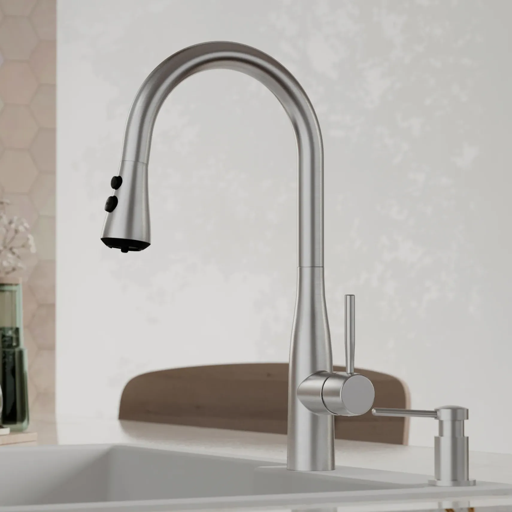 Karran Faraday 1.8 GPM Single Lever Lead-free Brass ADA Kitchen Faucet, Pull-Down, Spot Free Stainless Steel, KKF750SFSS