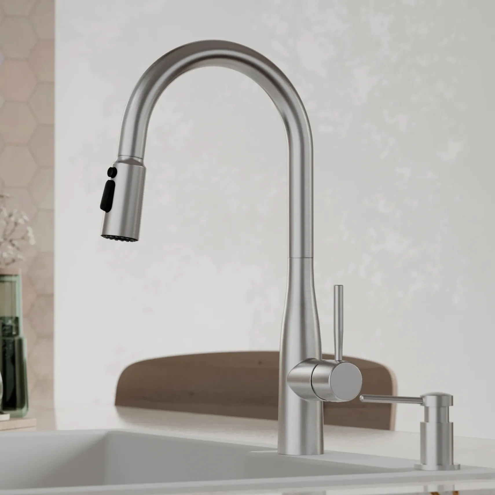 Karran Faraday 1.8 GPM Single Lever Lead-free Brass ADA Kitchen Faucet, Pull-Down, Spot Free Stainless Steel, KKF750SFSS