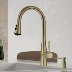 Karran Faraday 1.8 GPM Single Lever Lead-free Brass ADA Kitchen Faucet, Pull-Down, Spot-Free Champagne Bronze, KKF750SFCB
