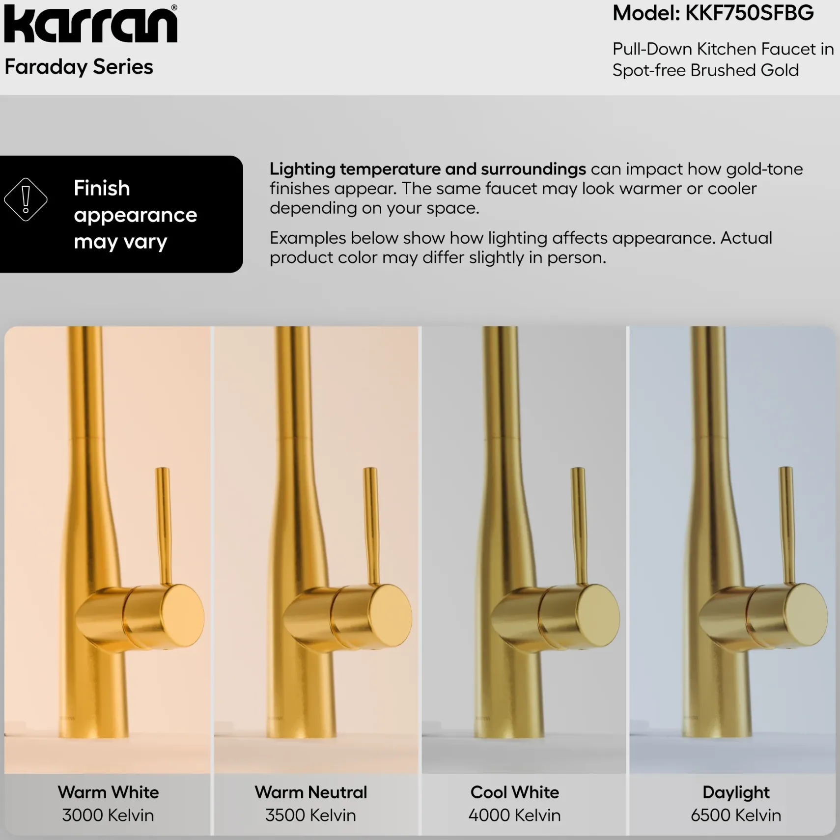 Karran Faraday 1.8 GPM Single Lever Lead-free Brass ADA Kitchen Faucet, Pull-Down, Spot-Free Brushed Gold, KKF750SFBG