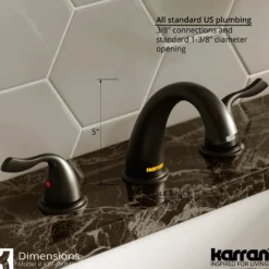 Karran Fulham 1.2 GPM Double Lever Handle Lead-free Brass ADA Bathroom Faucet, Widespread, Matte Black, KBF450MB