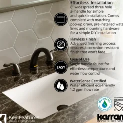 Karran Fulham 1.2 GPM Double Lever Handle Lead-free Brass ADA Bathroom Faucet, Widespread, Matte Black, KBF450MB