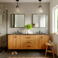 Karran Fulham 1.2 GPM Double Lever Handle Lead-free Brass ADA Bathroom Faucet, Widespread, Matte Black, KBF450MB