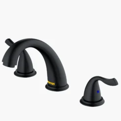 Karran Fulham 1.2 GPM Double Lever Handle Lead-free Brass ADA Bathroom Faucet, Widespread, Matte Black, KBF450MB