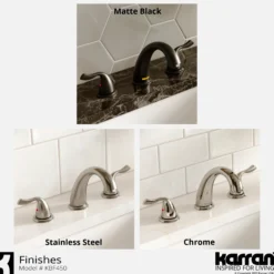 Karran Fulham 1.2 GPM Double Lever Handle Lead-free Brass ADA Bathroom Faucet, Widespread, Matte Black, KBF450MB