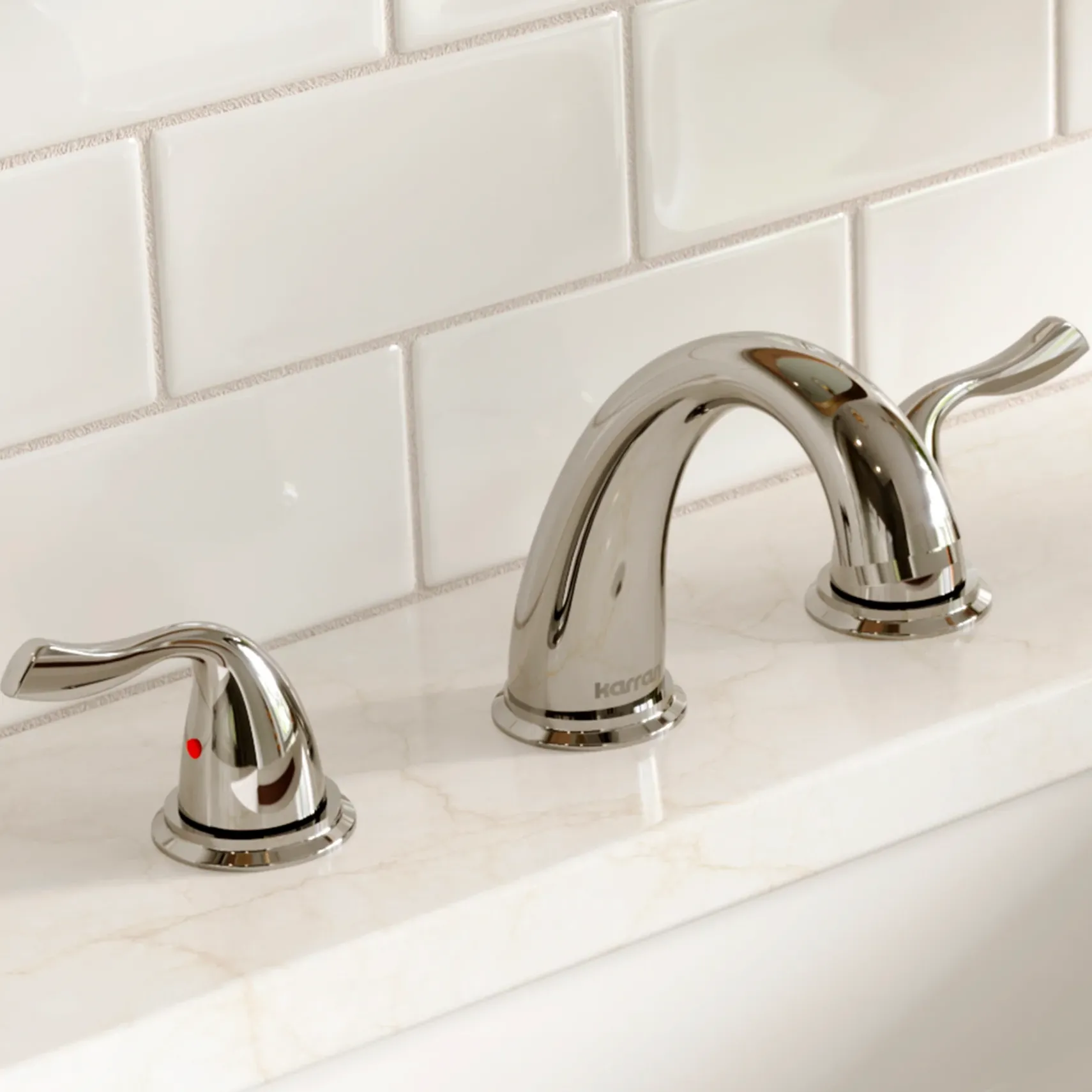 Karran Fulham 1.2 GPM Double Lever Handle Lead-free Brass ADA Bathroom Faucet, Widespread, Chrome, KBF450C