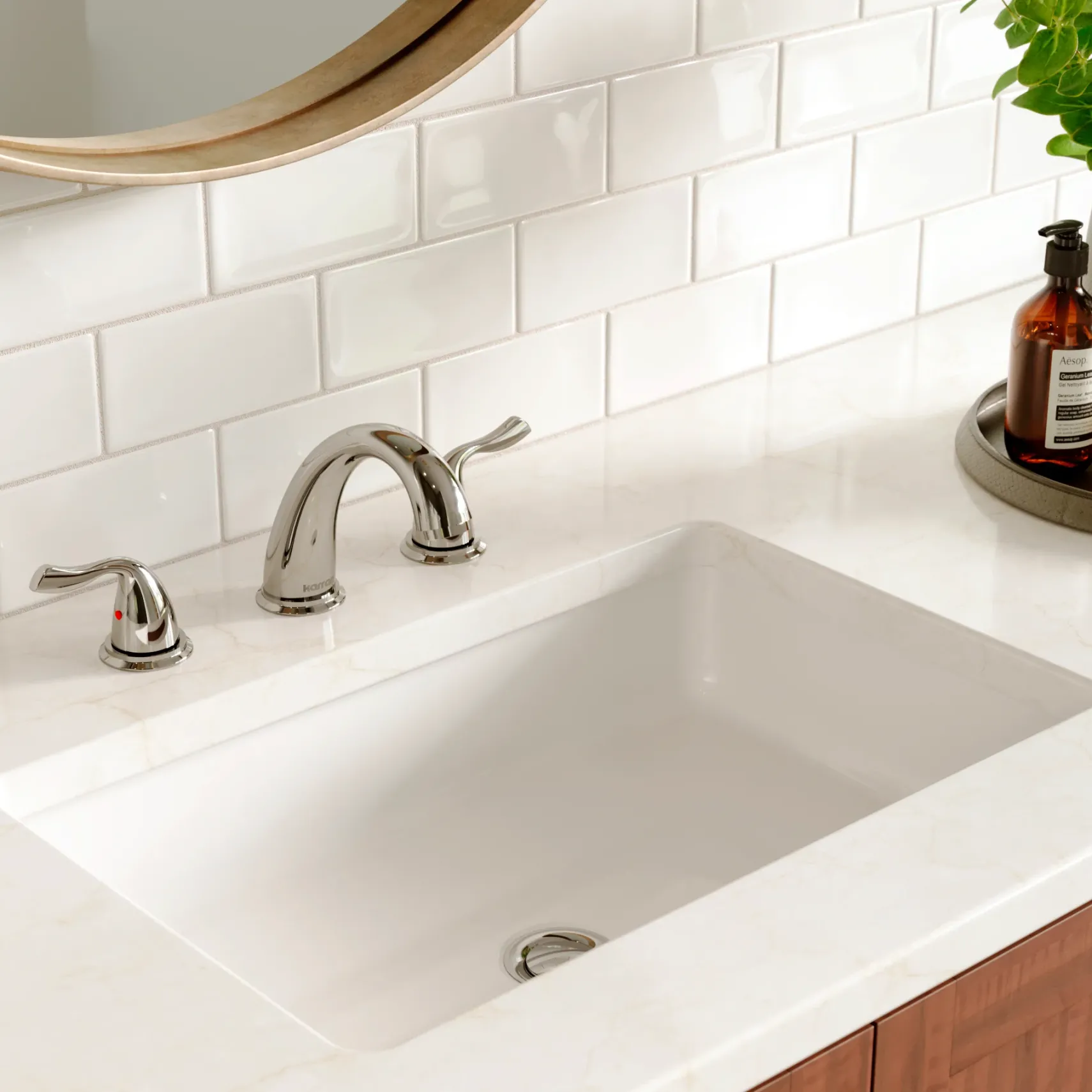 Karran Fulham 1.2 GPM Double Lever Handle Lead-free Brass ADA Bathroom Faucet, Widespread, Chrome, KBF450C