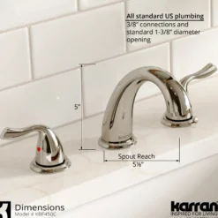 Karran Fulham 1.2 GPM Double Lever Handle Lead-free Brass ADA Bathroom Faucet, Widespread, Chrome, KBF450C
