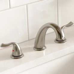 Karran Fulham 1.2 GPM Double Lever Handle Lead-free Brass ADA Bathroom Faucet, Widespread, Stainless Steel, KBF450SS