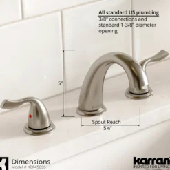 Karran Fulham 1.2 GPM Double Lever Handle Lead-free Brass ADA Bathroom Faucet, Widespread, Stainless Steel, KBF450SS