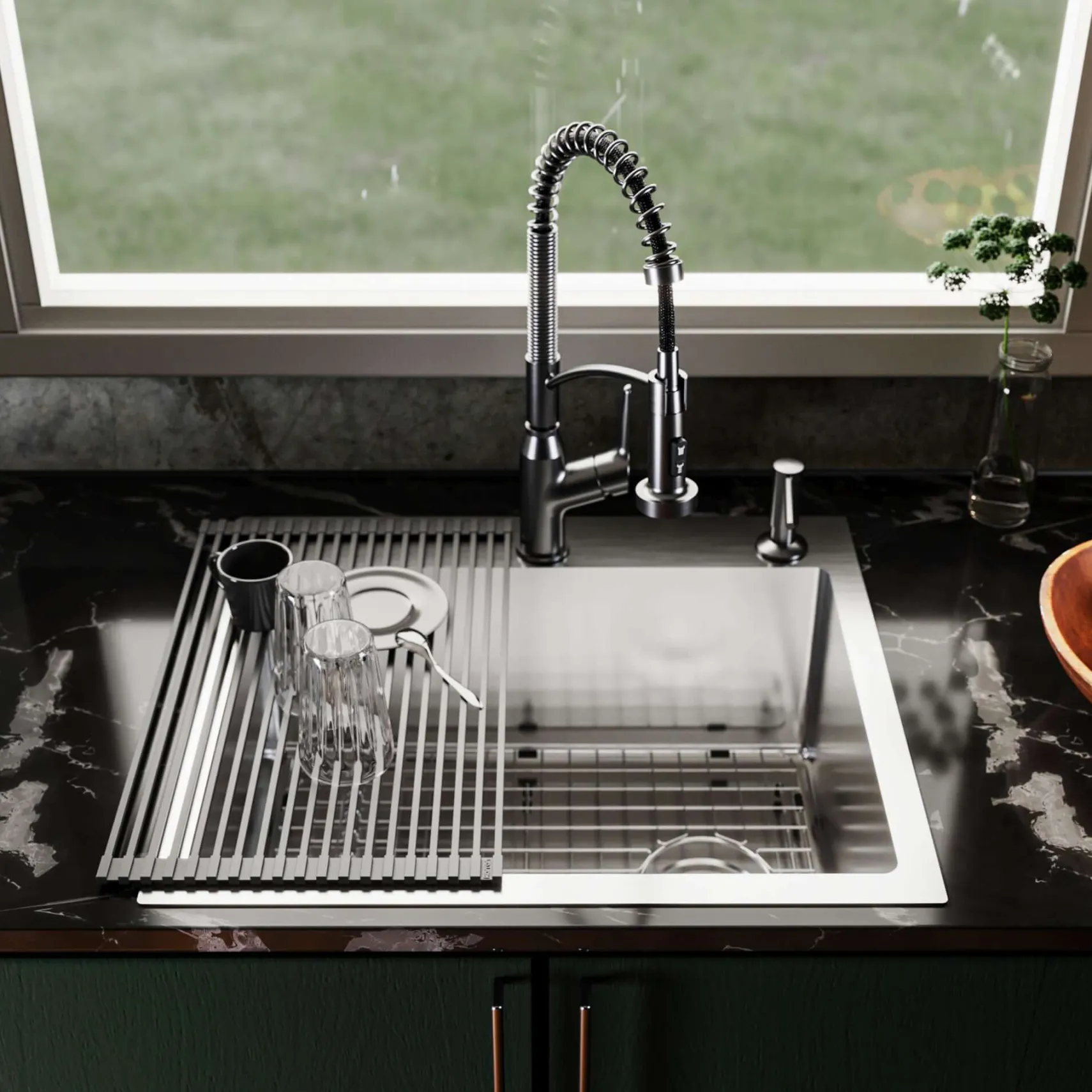 Karran Fusion 25" Drop In/Topmount Stainless Steel ADA Kitchen Sink with Accessories, 16 Gauge, TMSB2531-PK1