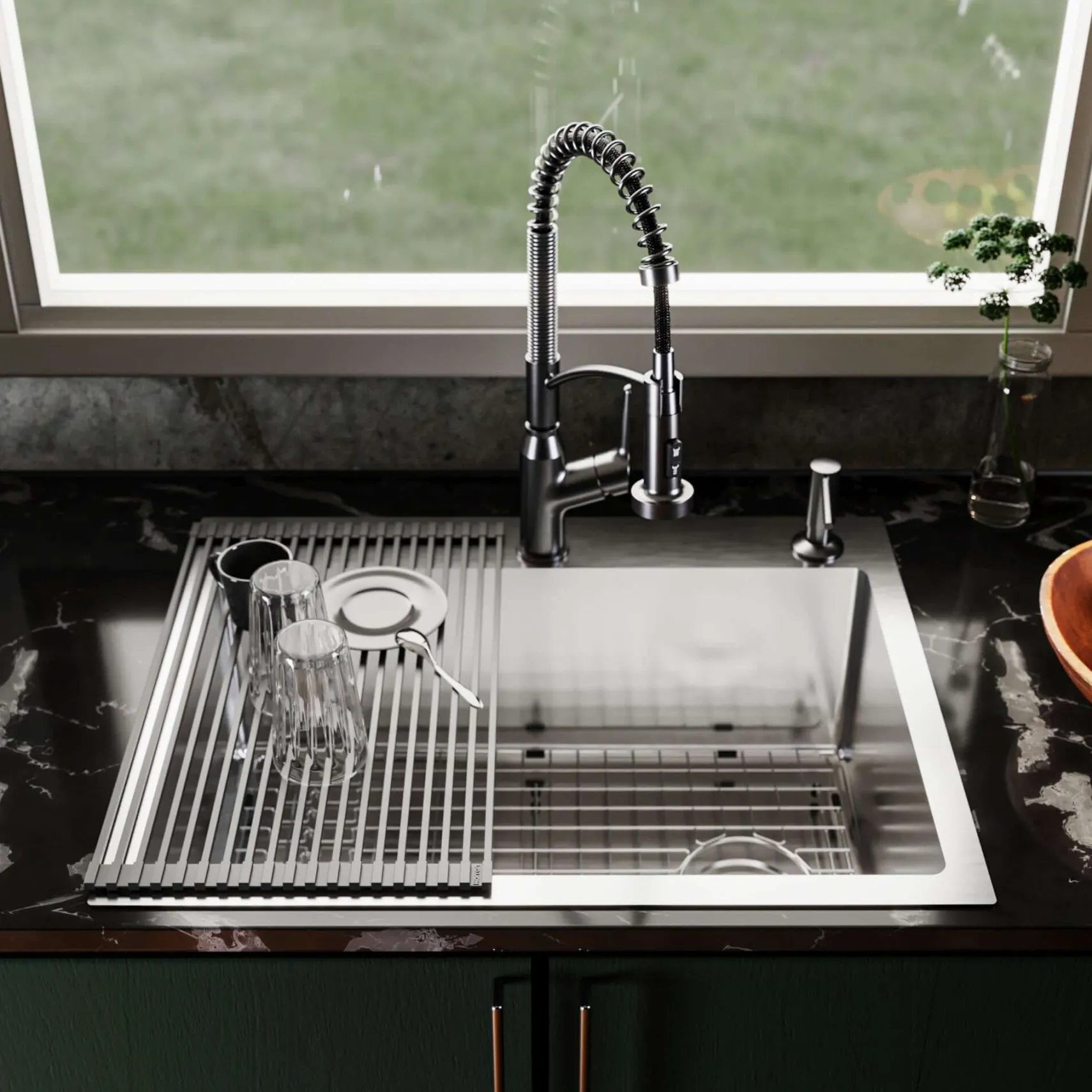 Karran Fusion 28" Drop In/Topmount Stainless Steel Kitchen Sink with Accessories, 16 Gauge, TMSB2831-PK1