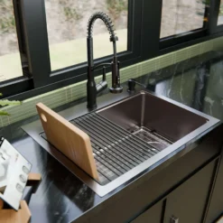 Karran Fusion 28" Drop In/Topmount Stainless Steel Workstation Kitchen Sink with Accessories, 16 Gauge, WSTMSB2833-PK1