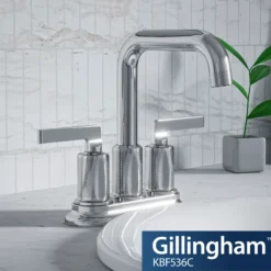 Karran Gillingham 1.2 GPM Double Lever Handle Lead-free Brass ADA Bathroom Faucet, Centerset, Chrome, KBF536C