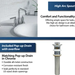 Karran Gillingham 1.2 GPM Double Lever Handle Lead-free Brass ADA Bathroom Faucet, Centerset, Chrome, KBF536C
