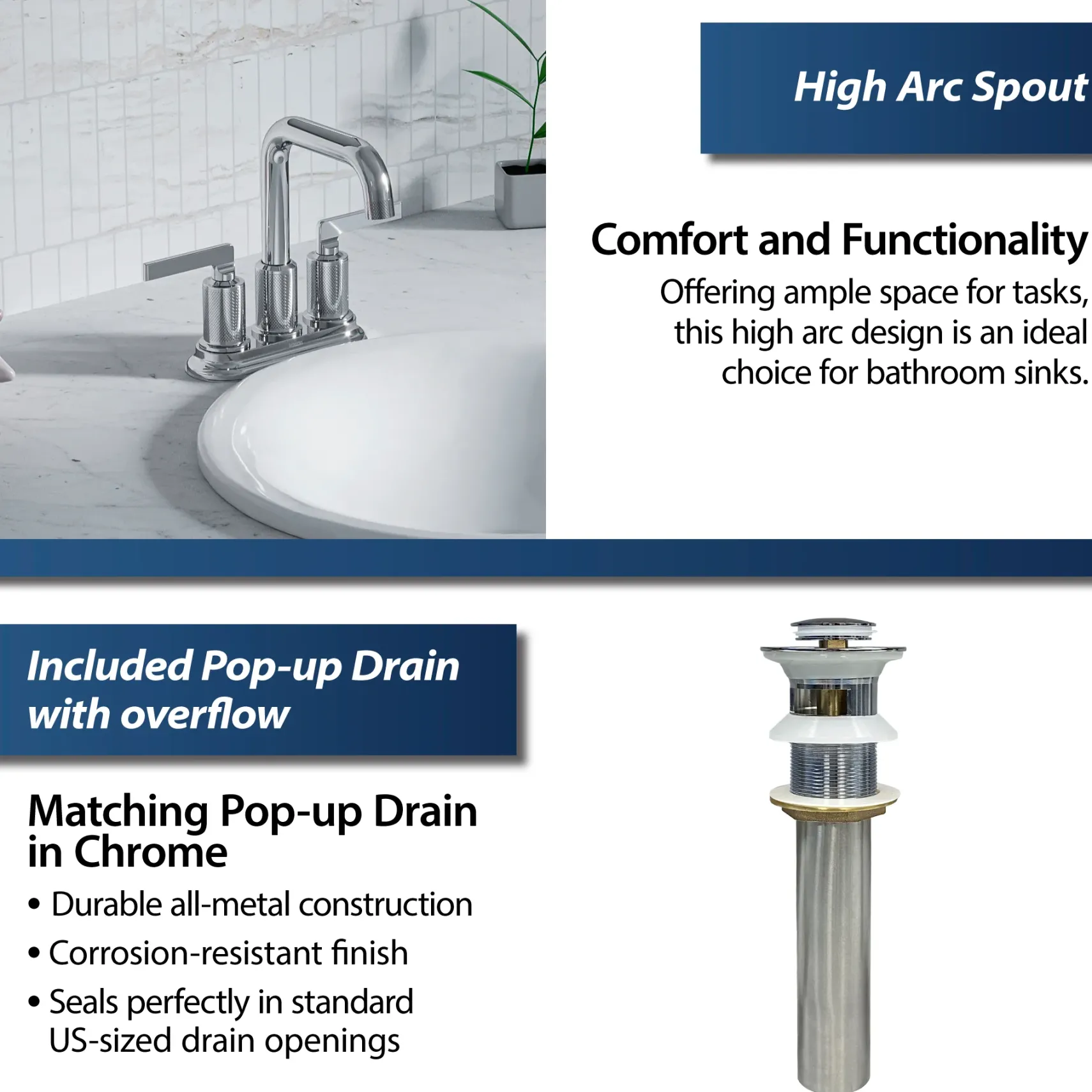Karran Gillingham 1.2 GPM Double Lever Handle Lead-free Brass ADA Bathroom Faucet, Centerset, Chrome, KBF536C