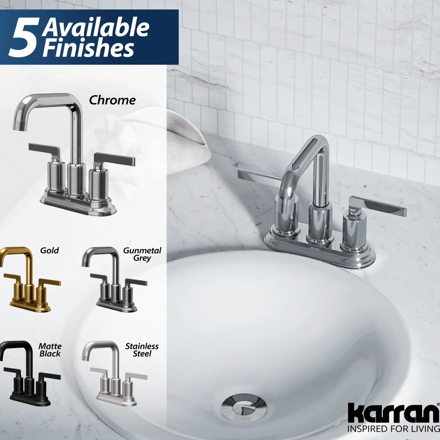 Karran Gillingham 1.2 GPM Double Lever Handle Lead-free Brass ADA Bathroom Faucet, Centerset, Chrome, KBF536C