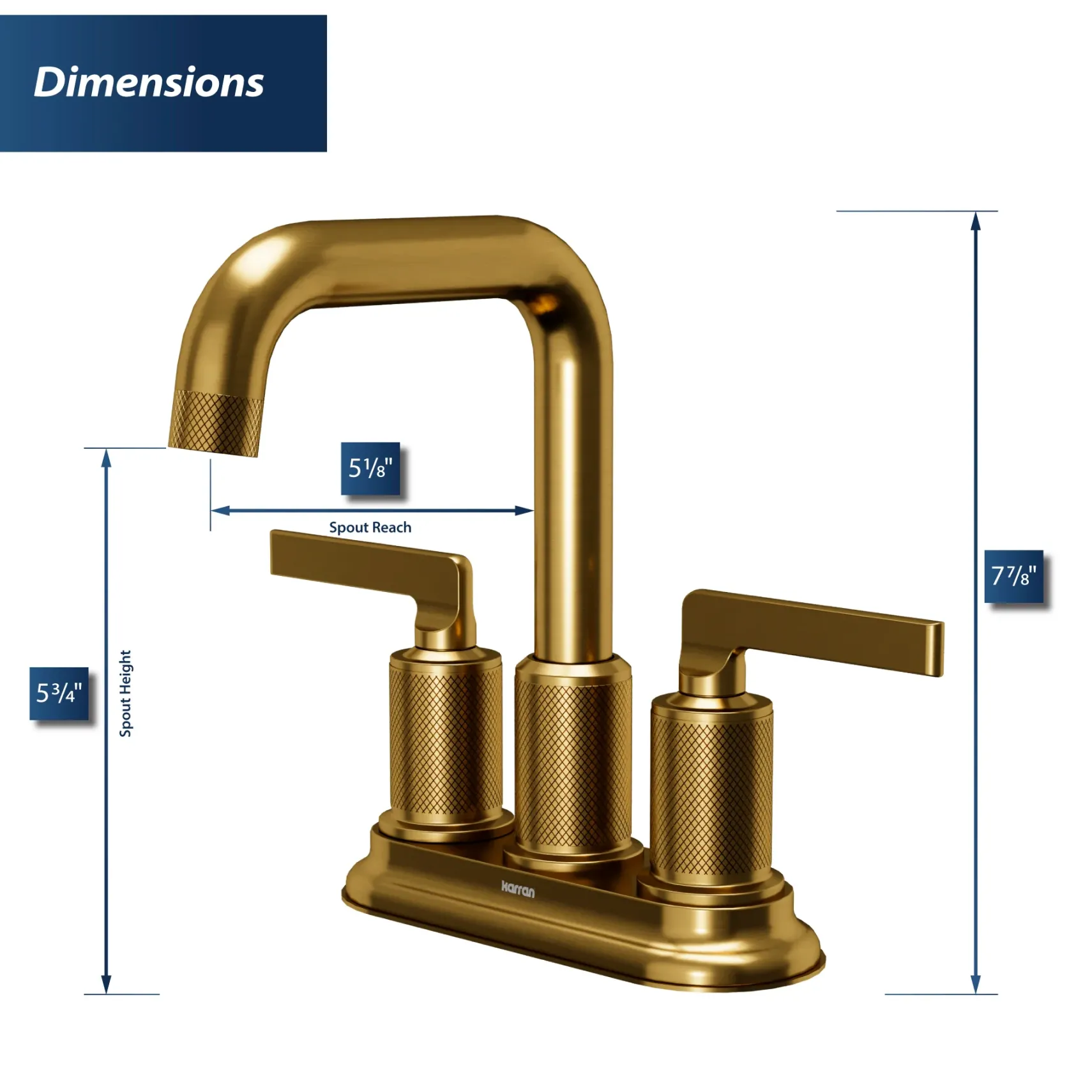 Karran Gillingham 1.2 GPM Double Lever Handle Lead-free Brass ADA Bathroom Faucet, Centerset, Gold, KBF536G