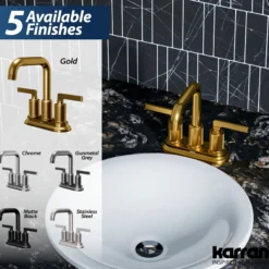 Karran Gillingham 1.2 GPM Double Lever Handle Lead-free Brass ADA Bathroom Faucet, Centerset, Gold, KBF536G