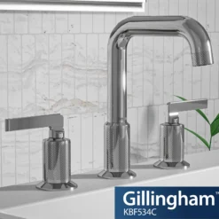 Karran Gillingham 1.2 GPM Double Lever Handle Lead-free Brass ADA Bathroom Faucet, Widespread, Chrome, KBF534C