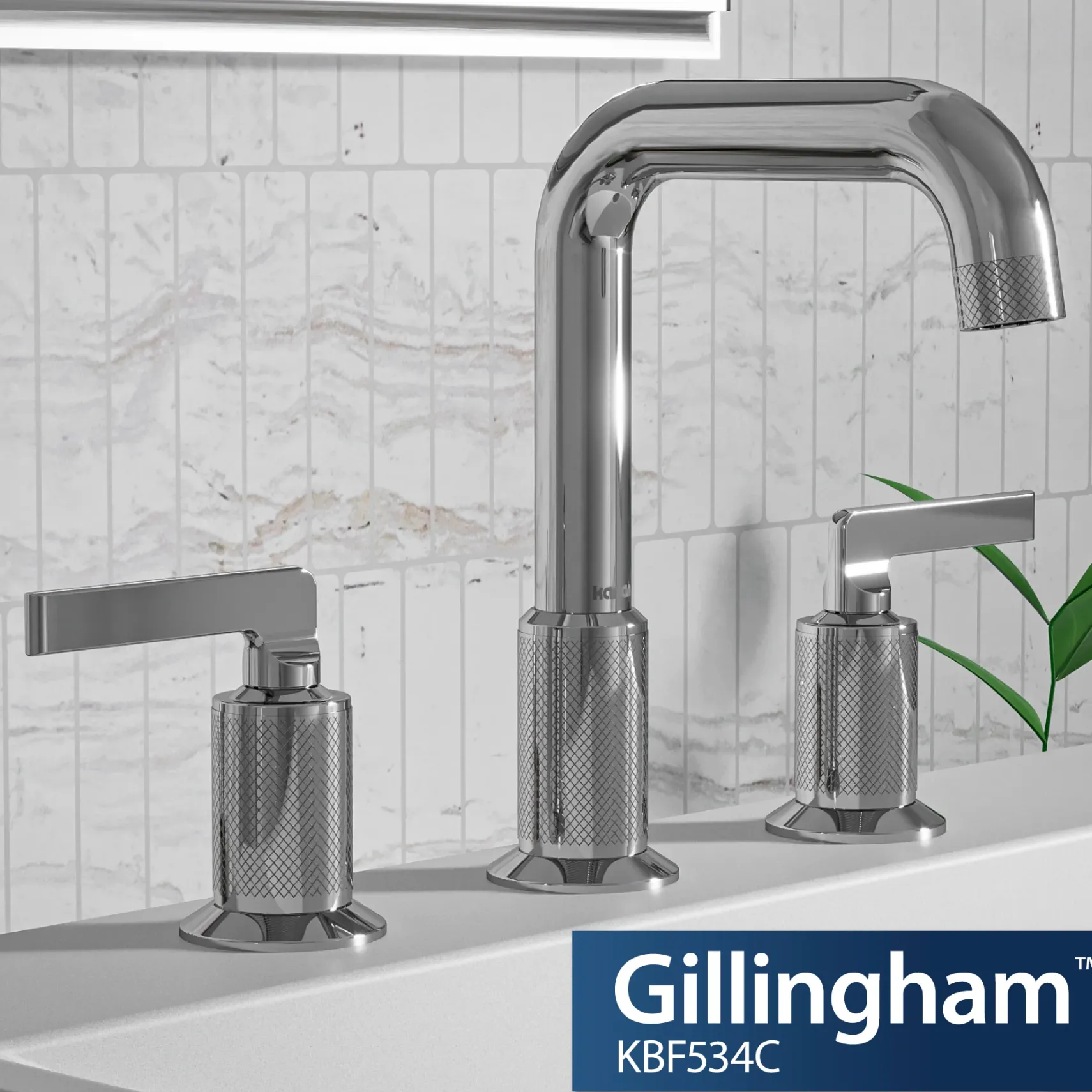 Karran Gillingham 1.2 GPM Double Lever Handle Lead-free Brass ADA Bathroom Faucet, Widespread, Chrome, KBF534C