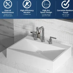 Karran Gillingham 1.2 GPM Double Lever Handle Lead-free Brass ADA Bathroom Faucet, Widespread, Chrome, KBF534C
