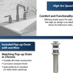 Karran Gillingham 1.2 GPM Double Lever Handle Lead-free Brass ADA Bathroom Faucet, Widespread, Chrome, KBF534C