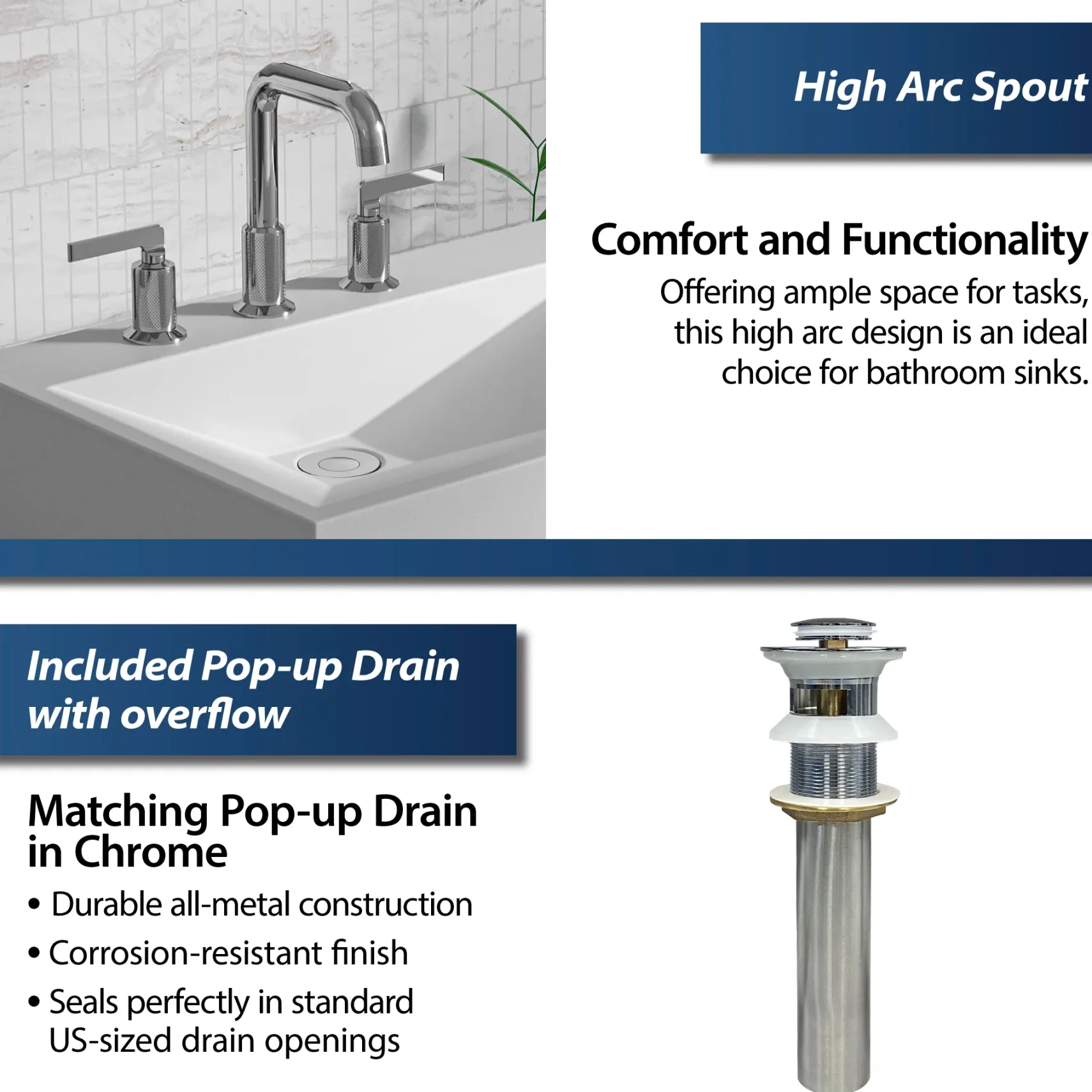 Karran Gillingham 1.2 GPM Double Lever Handle Lead-free Brass ADA Bathroom Faucet, Widespread, Chrome, KBF534C