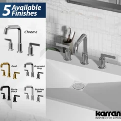 Karran Gillingham 1.2 GPM Double Lever Handle Lead-free Brass ADA Bathroom Faucet, Widespread, Chrome, KBF534C