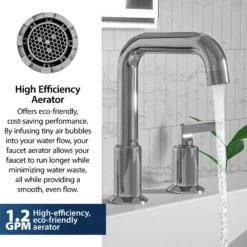 Karran Gillingham 1.2 GPM Double Lever Handle Lead-free Brass ADA Bathroom Faucet, Widespread, Chrome, KBF534C
