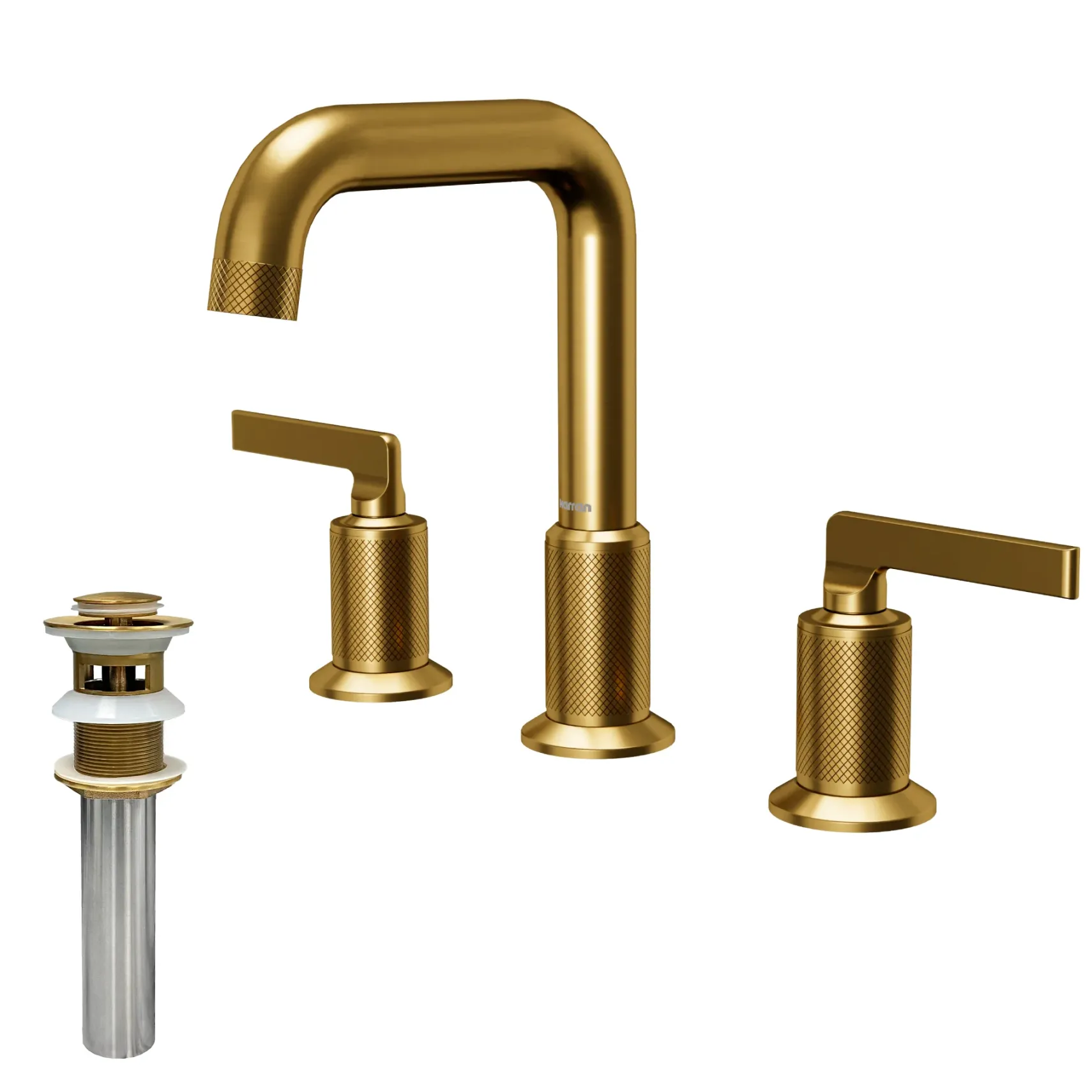 Karran Gillingham 1.2 GPM Double Lever Handle Lead-free Brass ADA Bathroom Faucet, Widespread, Gold, KBF534G