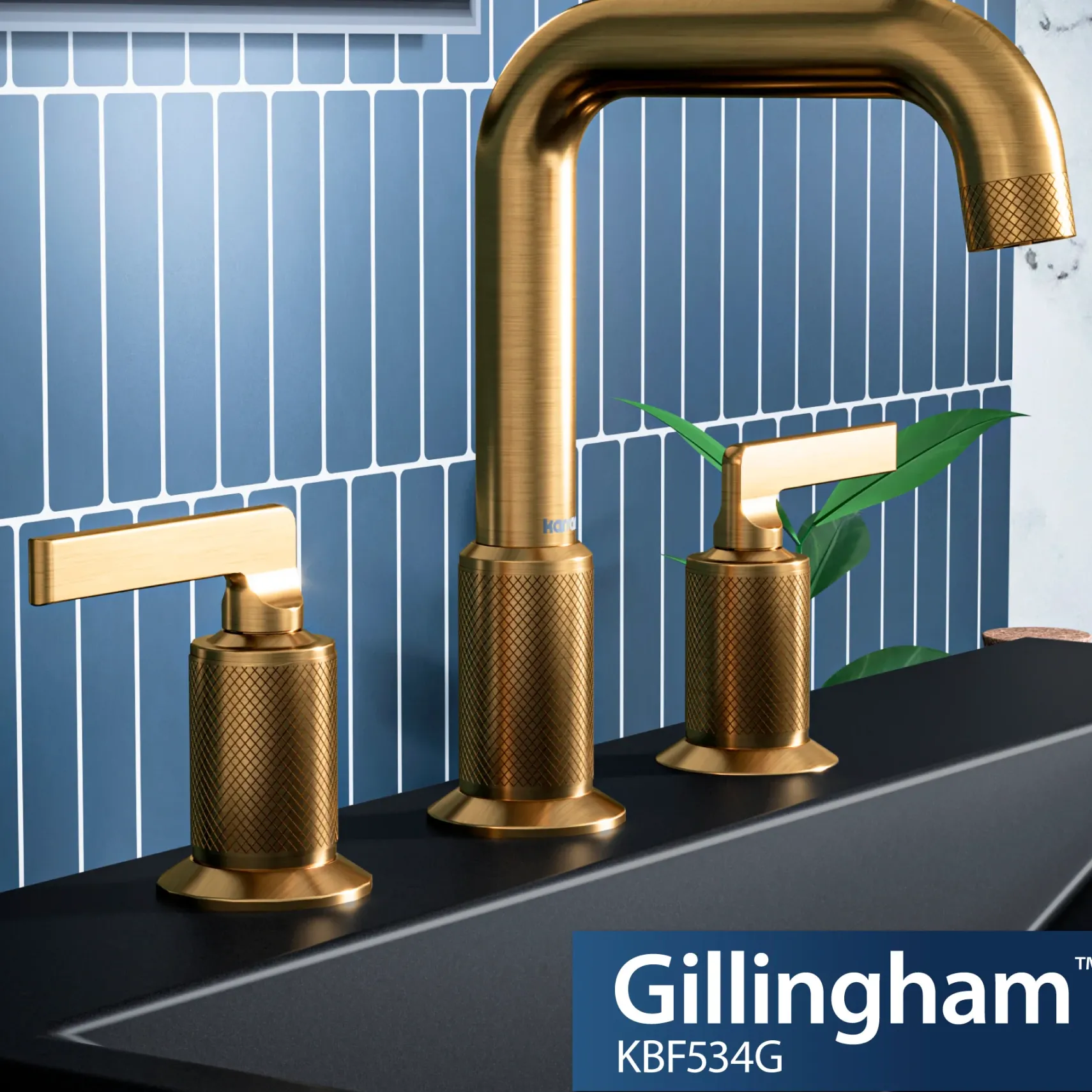 Karran Gillingham 1.2 GPM Double Lever Handle Lead-free Brass ADA Bathroom Faucet, Widespread, Gold, KBF534G