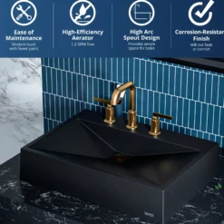 Karran Gillingham 1.2 GPM Double Lever Handle Lead-free Brass ADA Bathroom Faucet, Widespread, Gold, KBF534G