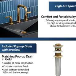 Karran Gillingham 1.2 GPM Double Lever Handle Lead-free Brass ADA Bathroom Faucet, Widespread, Gold, KBF534G