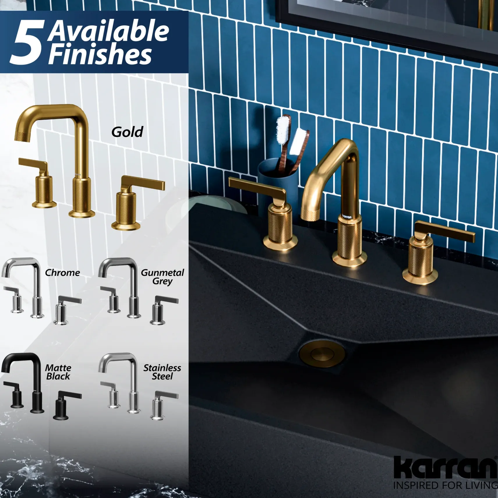 Karran Gillingham 1.2 GPM Double Lever Handle Lead-free Brass ADA Bathroom Faucet, Widespread, Gold, KBF534G
